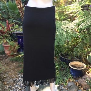 LAUREN RALPH LAUREN Fringed Wool Pencil Skirt